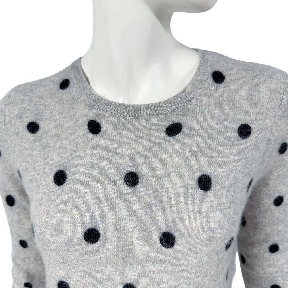 Cynthia Rowley 100% 2 Ply Cashmere Polka Dot Gray Sweater Womens Size M Medium - Picture 2 of 6